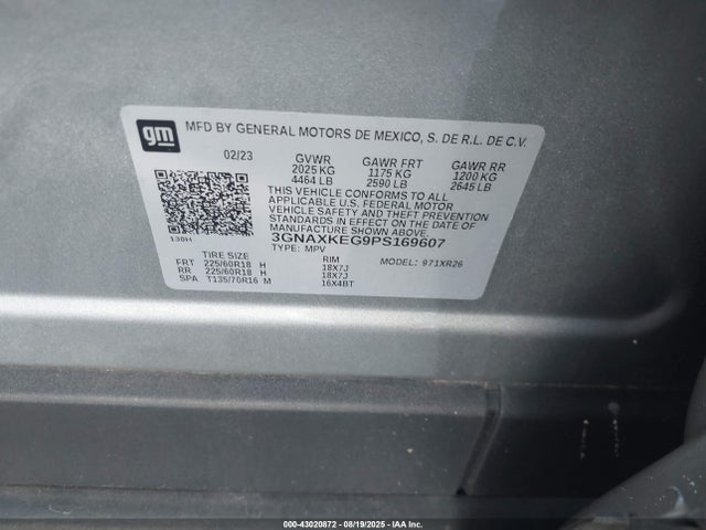 Chevrolet lsd 2023 3GNAXKEG9PS169607 Image 9