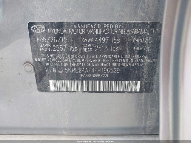 5NPE24AF4FH196529 Hyundai dohc gdi theta-ii