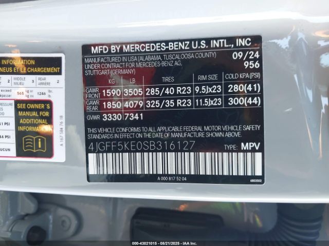 2025 MERCEDES-BENZ GLS 450 4JGFF5KE0SB316127 Photo 8