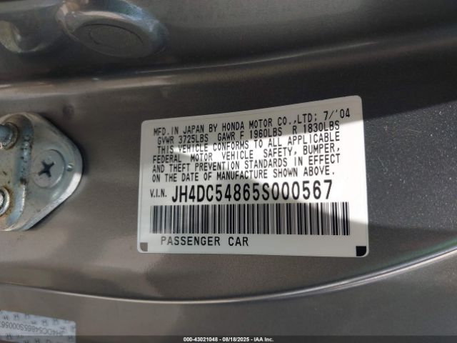 2005 ACURA RSX JH4DC54865S000567 Photo 8