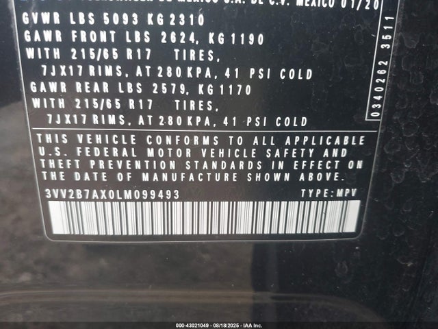 Volkswagen Tiguan 2020 3VV2B7AX0LM099493 Image 9