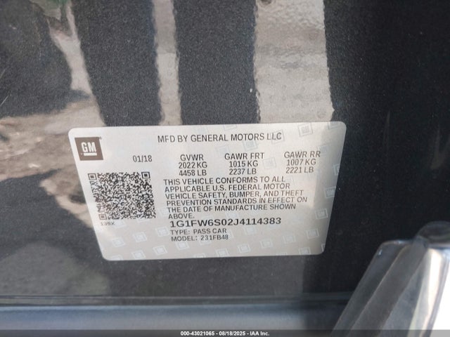 1G1FW6S02J4114383 Chevrolet 2018