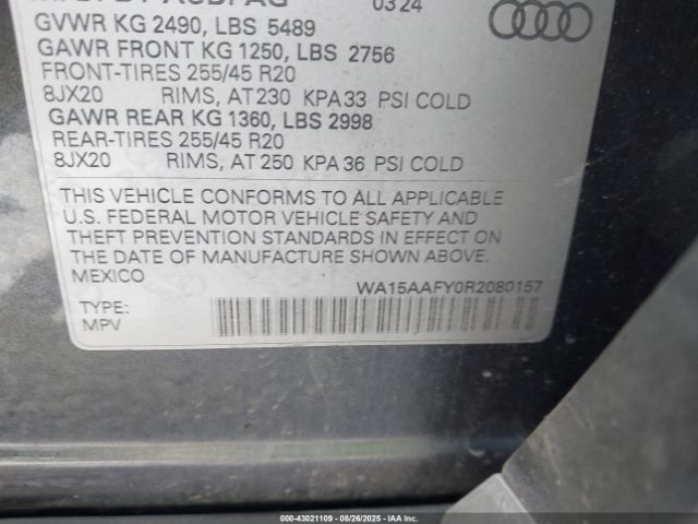 2024 AUDI Q5 SPORTBACK WA15AAFY0R2080157 Photo 8
