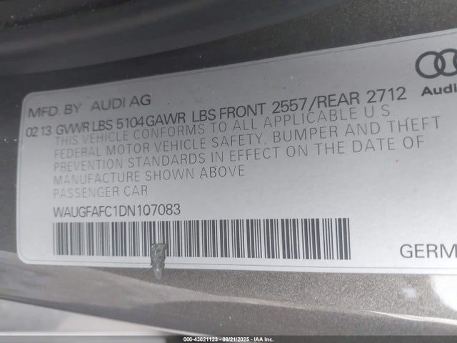2013 AUDI A6 WAUGFAFC1DN107083 Photo 8