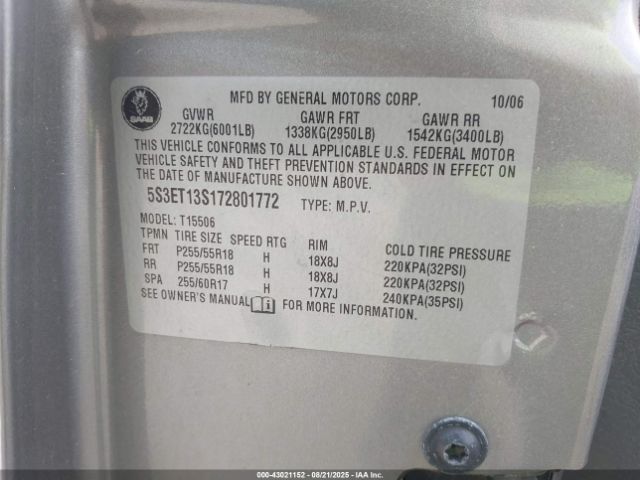 2007 SAAB 9-7X 5S3ET13S172801772 Photo 8