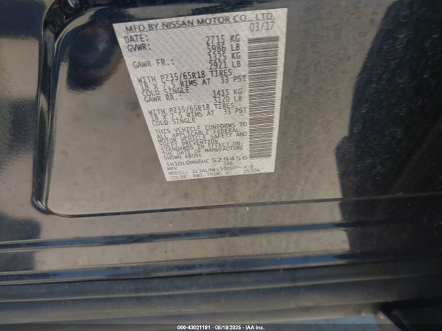 5N1DL0MN6HC529456 Infiniti 2017