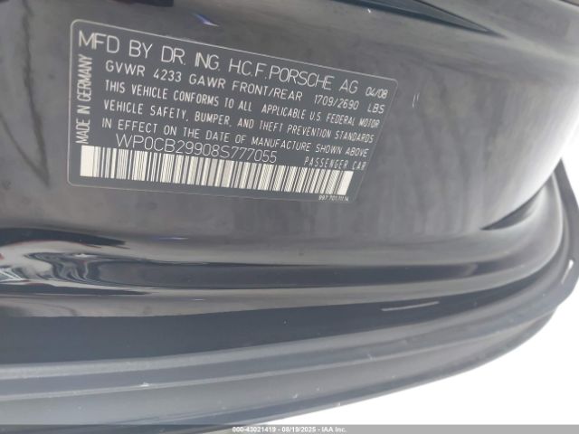 2008 PORSCHE 911 WP0CB29908S777055 Photo 8