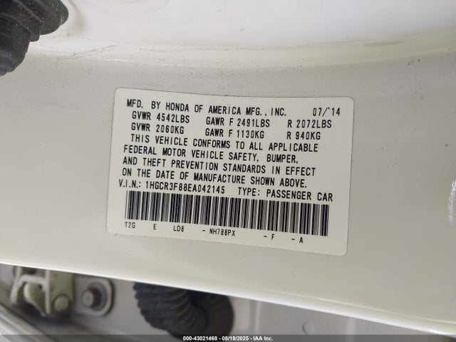 Honda j35y1 2014 1HGCR3F88EA042145 Image 9