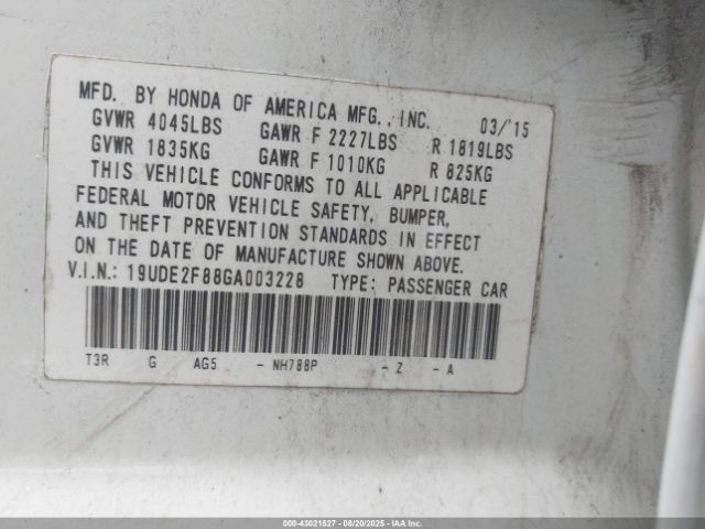 2016 ACURA ILX 19UDE2F88GA003228 Photo 8