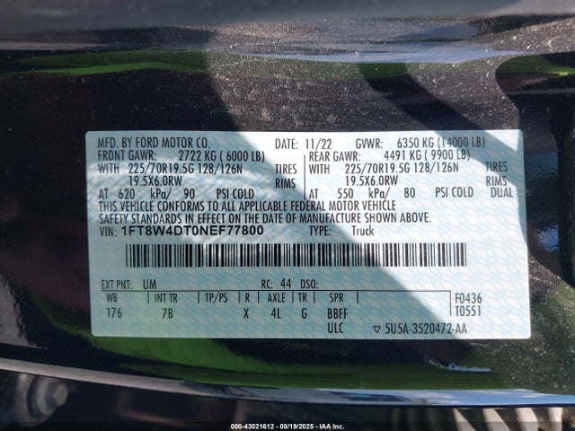 Ford 2022 2022 1FT8W4DT0NEF77800 Image 9