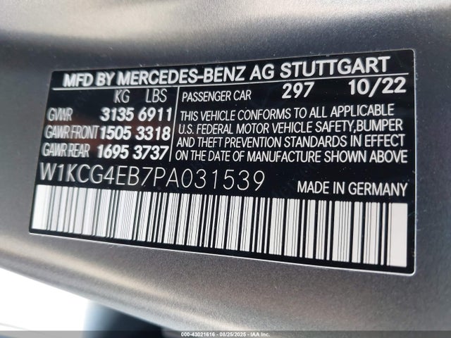 W1KCG4EB7PA031539 Mercedes-Benz ed