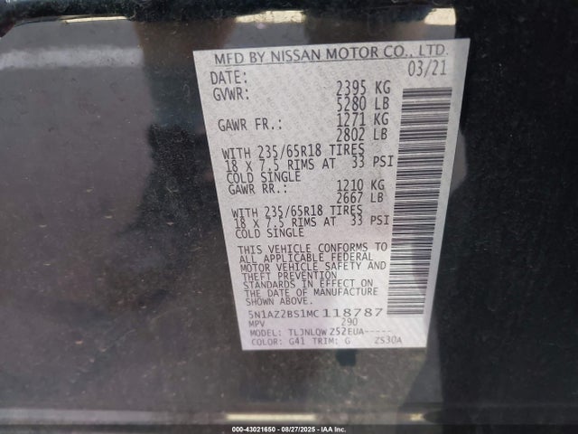 Nissan 2021 2021 5N1AZ2BS1MC118787 Image 9