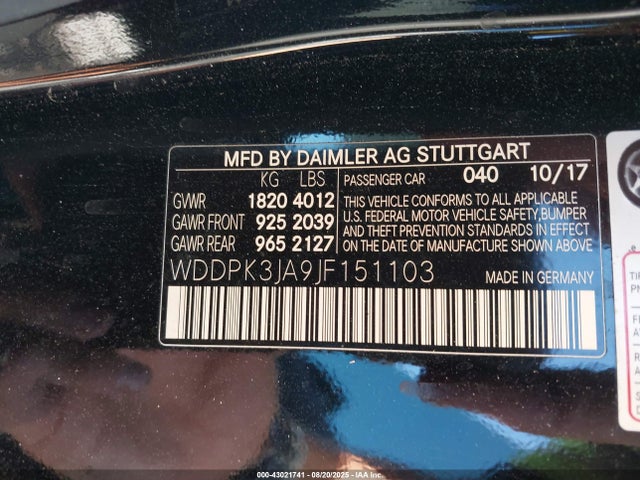 WDDPK3JA9JF151103 Mercedes-Benz m274