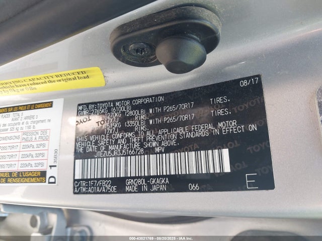 Aukcja sprzedaży 2018 Toyota 4runner Sr5, vin: JTEZU5JR3J5166728, numer aukcji: 43021769