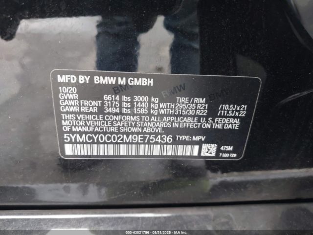 2021 BMW X6 M 5YMCY0C02M9E75436 Photo 8