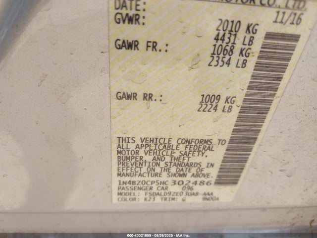 1N4BZ0CP5HC302486 Nissan Leaf