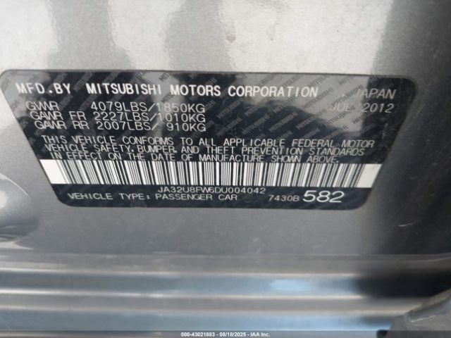 2013 MITSUBISHI LANCER JA32U8FW6DU004042 Photo 8