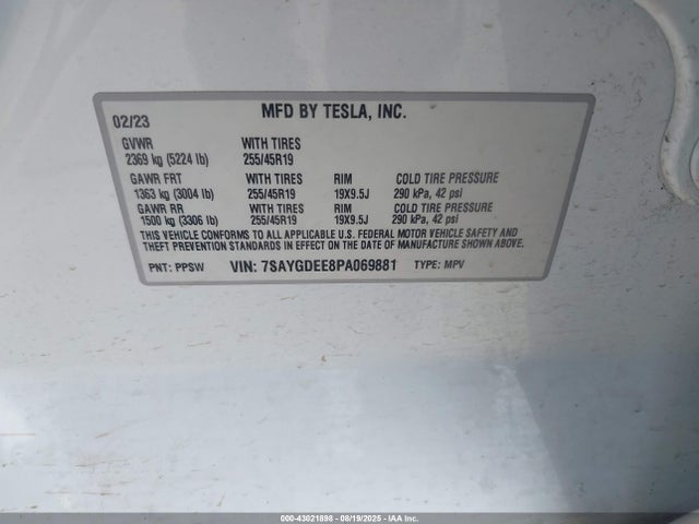2023 TESLA MODEL Y 7SAYGDEE8PA069881 Photo 8