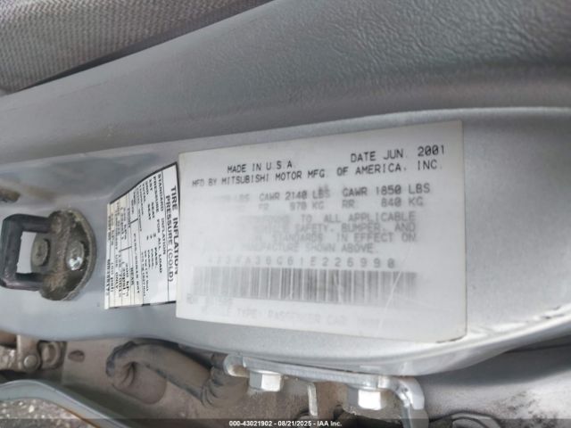 2001 MITSUBISHI GALANT 4A3AA36G61E226990 Photo 8