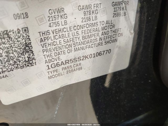 2019 CADILLAC CTS 1G6AR5SS2K0106770 Photo 8