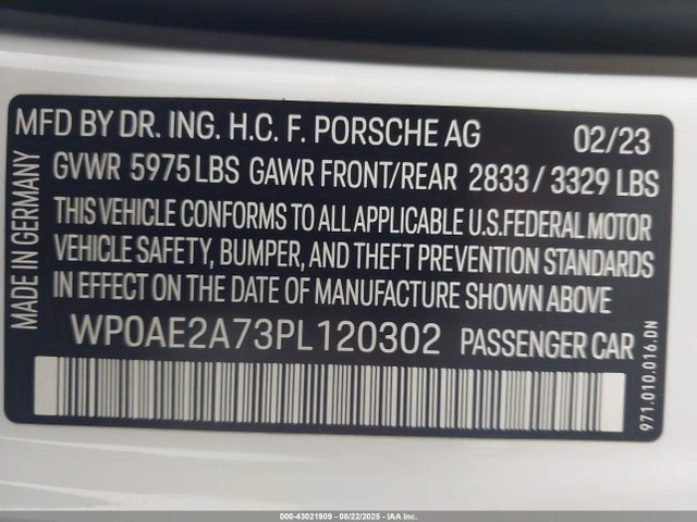 2023 PORSCHE PANAMERA E-HYBRID WP0AE2A73PL120302 Photo 8