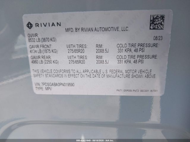 2023 RIVIAN R1S 7PDSGABA0PN019590 Photo 8