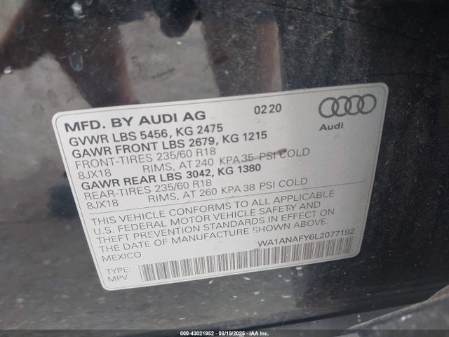 2020 AUDI Q5 WA1ANAFY6L2077192 Photo 8