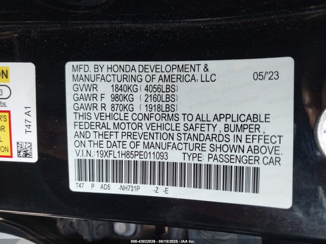 19XFL1H85PE011093 Honda l15b7