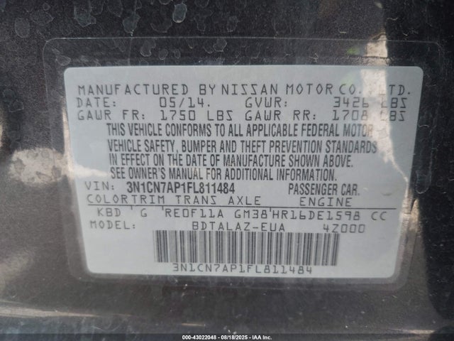Nissan 2015 2015 3N1CN7AP1FL811484 Image 9