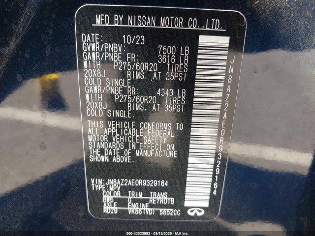 Infiniti QX80 2024 JN8AZ2AE0R9329164 Image 9