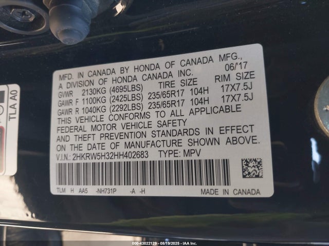2HKRW5H32HH402683 Honda k24w9/k24v9