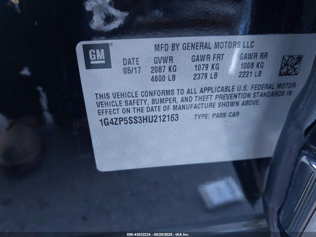 1G4ZP5SS3HU212163 Buick lgx -di: direct injection - vvt: variable valve timing - alum - gen 2