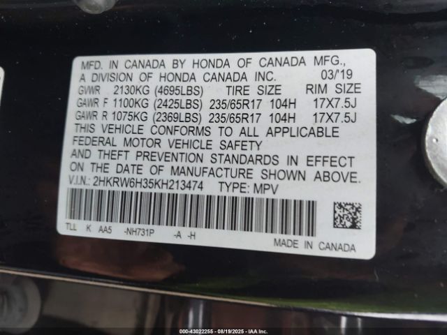 2019 HONDA CR-V 2HKRW6H35KH213474 Photo 8