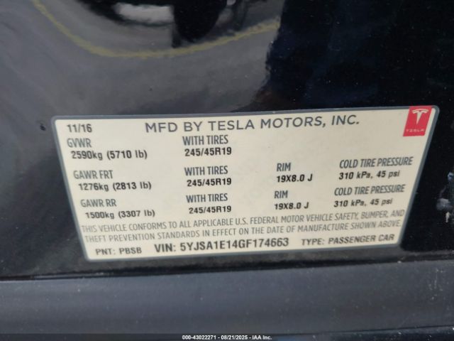 2016 TESLA MODEL S 5YJSA1E14GF174663 Photo 8