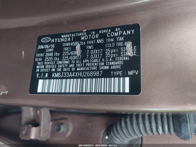 KM8J33A4XHU268987 Hyundai gdi nu