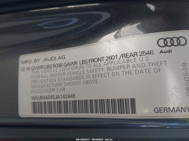 2018 AUDI S4 WAUB4AF45JA142446 Photo 8