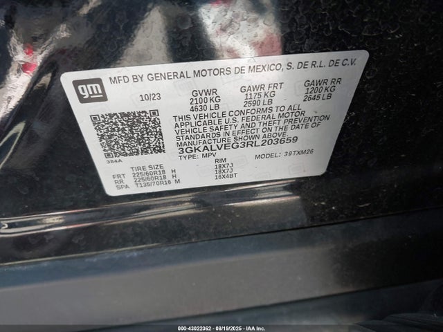 3GKALVEG3RL203659 GMC lsd