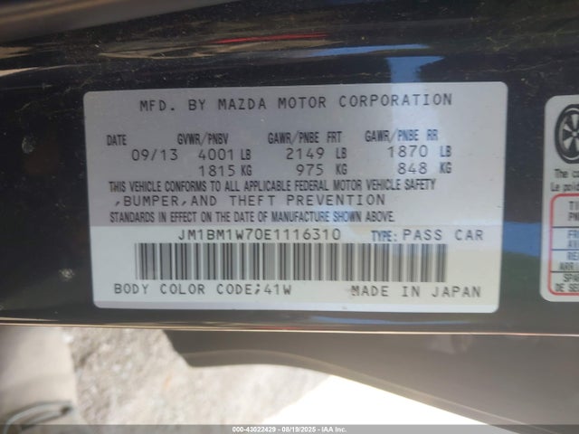 JM1BM1W70E1116310 Mazda pe