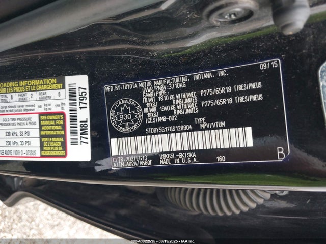 5TDBY5G17GS128904 Toyota 3ur-fe