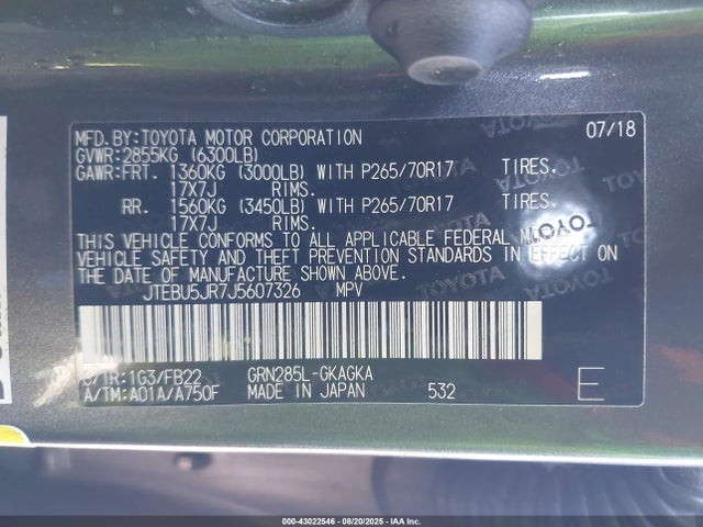 Toyota 1gr-fe 2018 JTEBU5JR7J5607326 Image 9