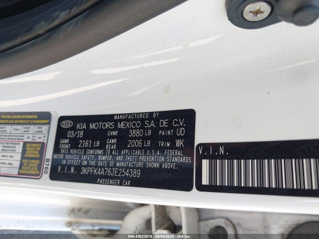 3KPFK4A76JE254389 KIA mpi nu
