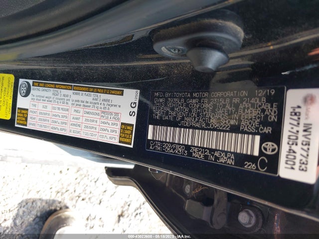 JTDEPRAE9LJ095222 Toyota 2zr-fae