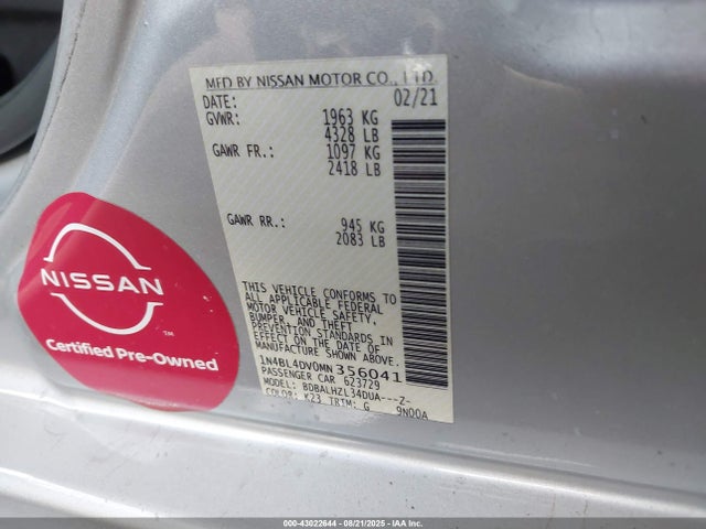 1N4BL4DV0MN356041 Nissan 2021