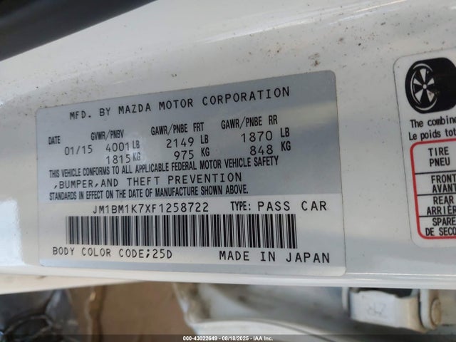 JM1BM1K7XF1258722 Mazda pe