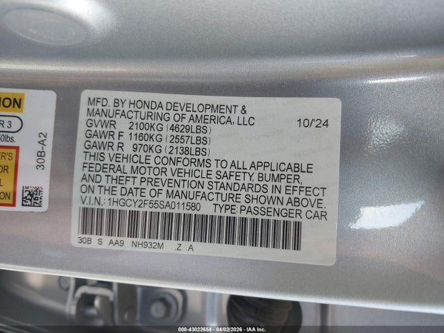 1HGCY2F55SA011580 Honda Accord Hybrid Sport
