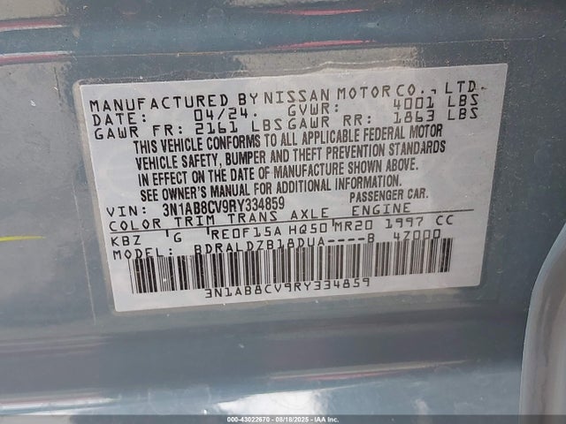 3N1AB8CV9RY334859 Nissan 2024