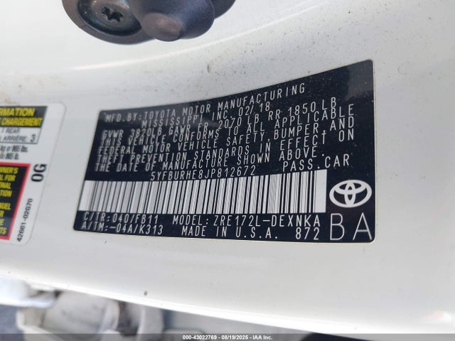 Toyota 2zr-fe 2018 5YFBURHE8JP812672 Image 9