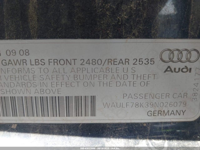 2009 AUDI A4 WAULF78K39N026079 Photo 8