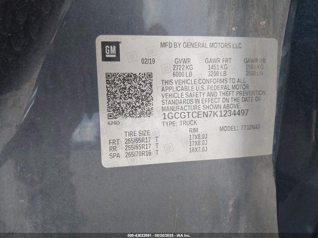 1GCGTCEN7K1234497 Chevrolet lg2 - di: direct injection, vvt: variable valve timing, alum, var2, gen2