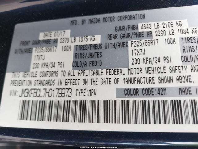 2017 MAZDA CX-5 JM3KFBCL7H0179973 Photo 8